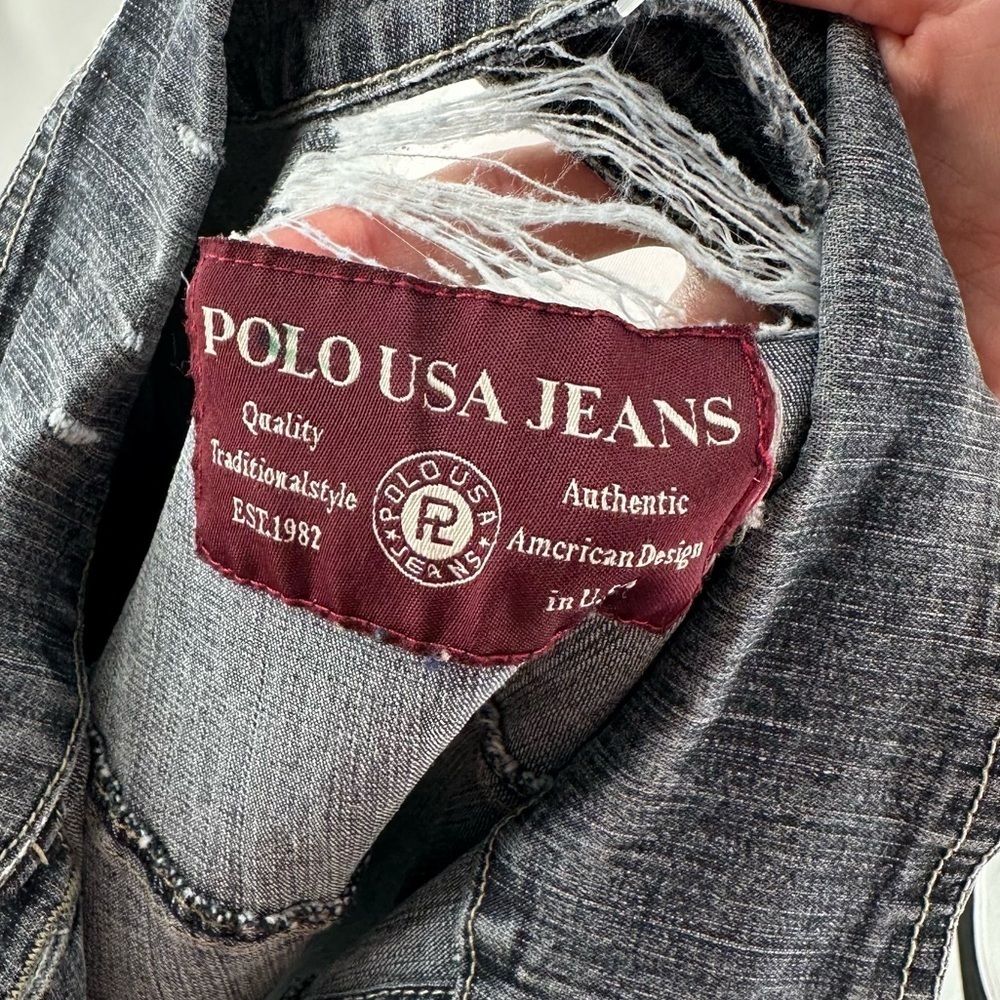 Polo womens jean jacket size M distressed denim Ralph Lauren - Picture 11 of 12